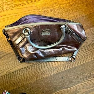 Metallic Silver Coach Purse